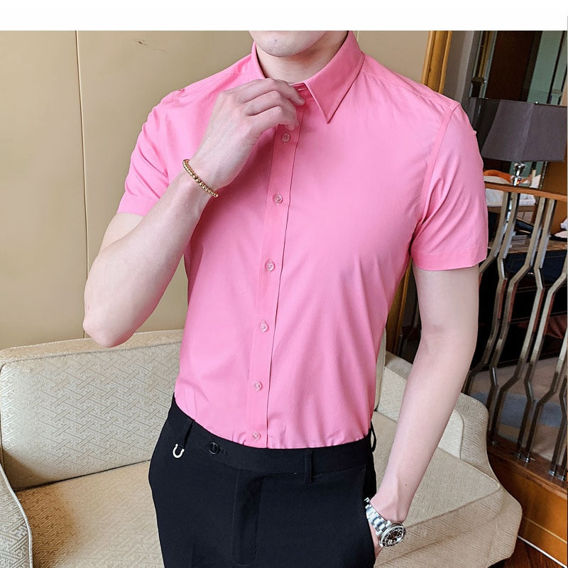 40kg-125kg Sommer Neue Hemden Lässige Mode Baumwolle Kurzarm Slim Fit Männer Soziale Bluse Button Down Weißes Hemd 6XL 8XL