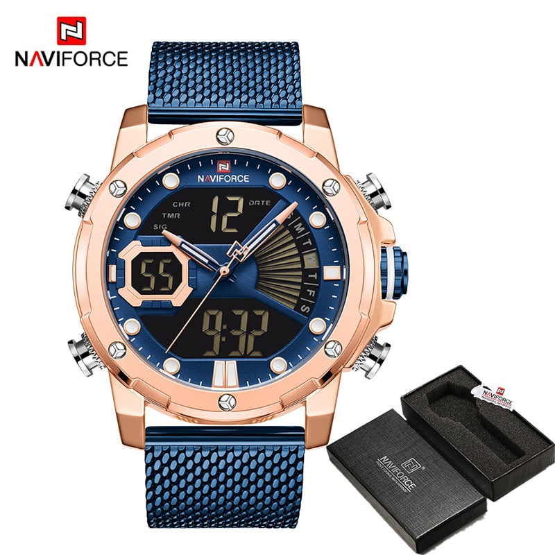 New Watches NAVIFORCE Top Brand Luxury Gold Quartz Mens Watch Waterproof Big Sport Wrist Watch Stainless Steel Date Reloj Hombre