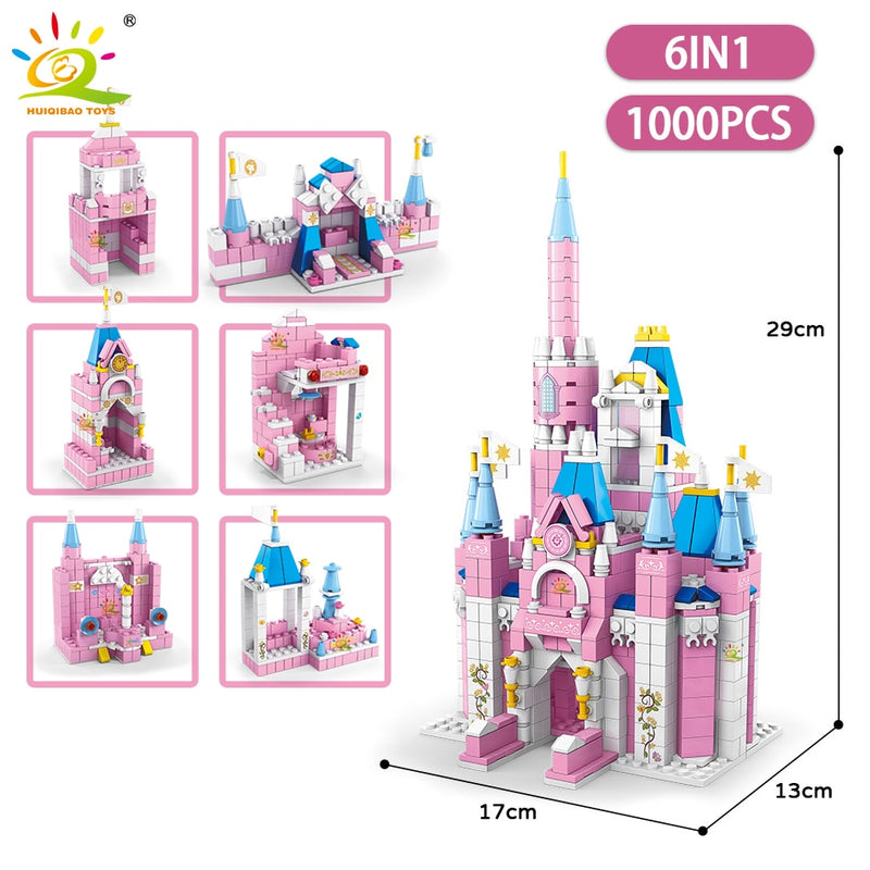 HUIQIBAO amigos Castillo de hielo princesa reina bloques de construcción conjunto de ladrillos modulares para niñas casa Palacio niños juguetes de construcción