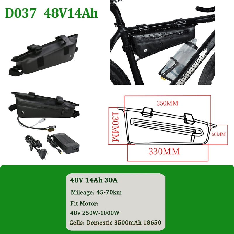 LG Tesla EBike Battery 21700 18650 Triangle Bateria Pack 36V 48V 52V 20Ah 24Ah 28.8Ah  for 750W 500W 1000W 2000W Motor
