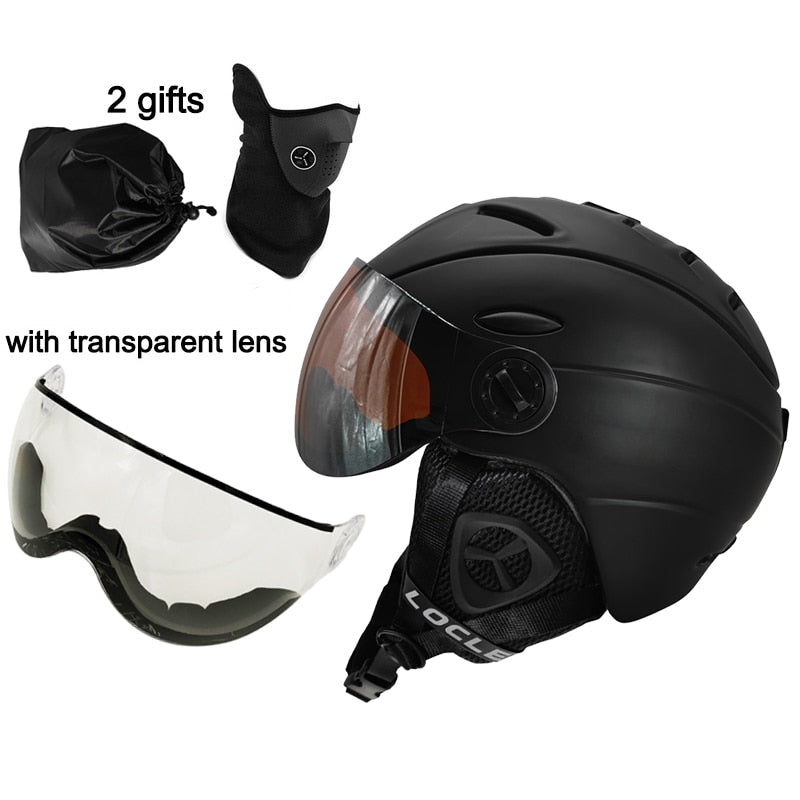 LOCLE CE-Zertifizierung Brille Skihelm In-Mold-Skihelm mit Brille Snowboard-/Skateboardhelm 5 Farben M/L/XL