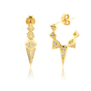 Andywen 100% 925 Sterling Silver Black Enamel Black Zircon Long Spike Hoops Piercing Ohrringe Pendant Women Luxury CZ Jewelry