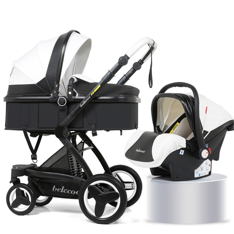 Envío rápido y gratuito Belecoo Luxury Baby Stroller 2 en 1 Carriage High Landscape Pram Suite para acostarse y sentarse en 2021