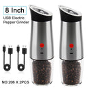 Automatic Salt Pepper Grinder Set Electric Plastic Ceramic Burr Mill For Herb Pepper Spice Adjustable Kitchen Grinding Gadgets