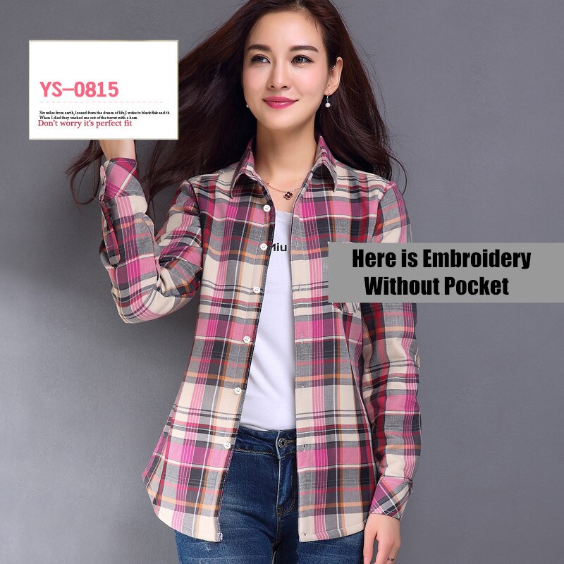 S-4XL Women Cotton Shirt Spring Autumn Winter 2022 New Casual Long-sleeve Brushed Plaid Stripe Shirts Girl's Tops Blouse Female