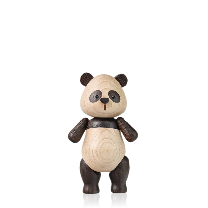 Luxury Wooden Panda Figurines Quality Original Animal Miniature Wood Sculpture Decorative Living Room Ornament Birthday Gift New