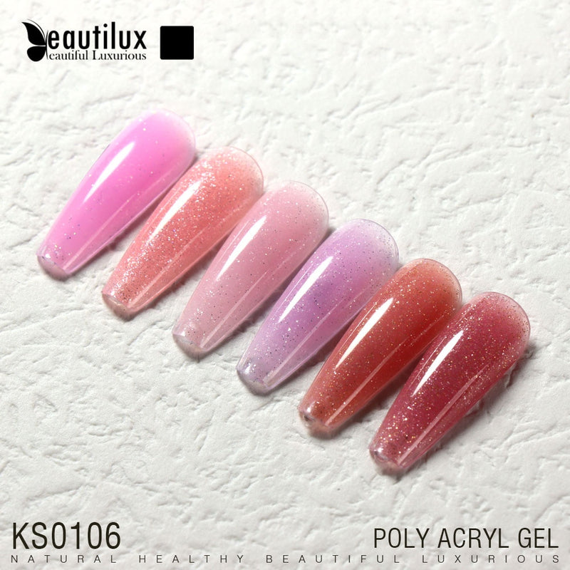 Beautilux Poly Acryl Gel Kit 15gx6pcs extensión rápida mejora de uñas semipermanente uñas francesas arte DIY juego de manicura de construcción
