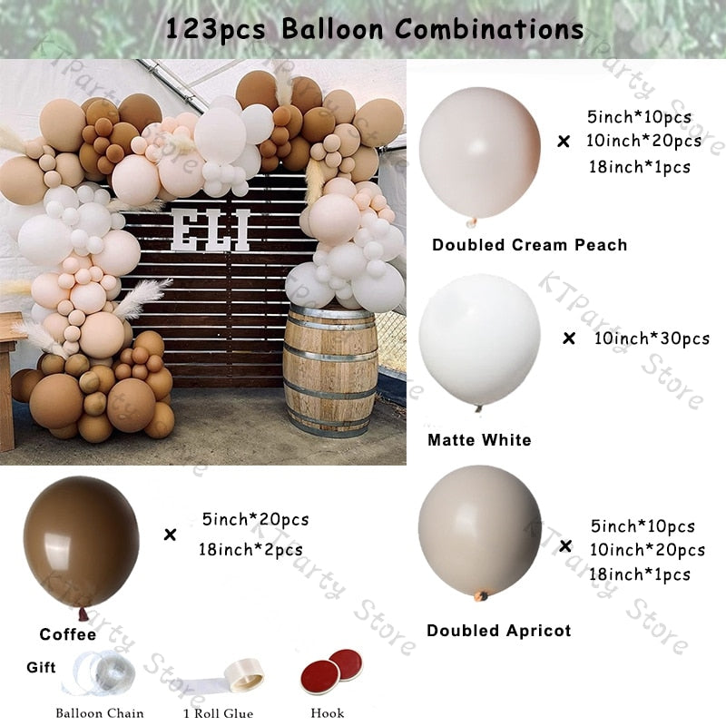 Retro Coffee Matte White Balloons Garland Arch Kit Boho Hochzeit Dekoration Geschlecht offenbaren Geburtstag Baby Shower Decor Zubehör