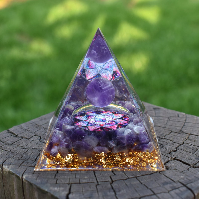 6cm Orgone Pyramid Obsidian and Lapis Lazuli Healing Crystal Energy Orgonite Pyramide Emf Protection Meditation Wholesale