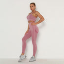 Conjunto de gimnasio sin costuras, sujetador deportivo y mallas, conjunto de ropa para correr para mujer, mallas deportivas de entrenamiento sin costuras, traje deportivo para mujer