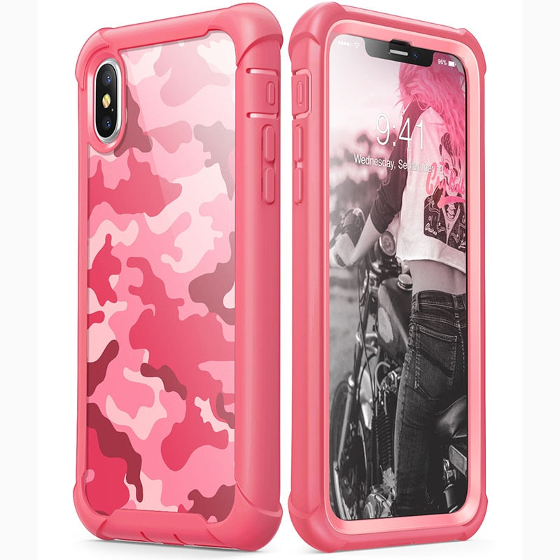 Für iPhone X Xs Hülle 5,8 Zoll Original i-Blason Ares Serie Ganzkörper-Rugged Clear Bumper Case mit integrierter Displayschutzfolie