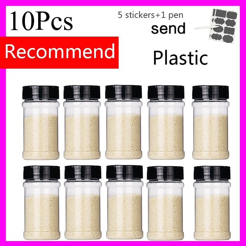 3-12PCS Set Seasoning Jar Square Glass Container Seasoning Bottle Kitchen Outdoor Camping Seasoning Container Glass Sealed Jar