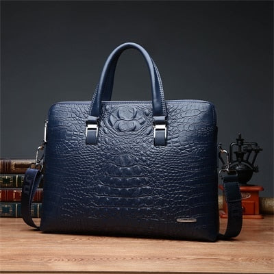 Double Layer Men's Handbag Men Briefcases Leather Handbags Crocodile Pattern Shoulder Bag Male Business Men Laptop Bag Sac Homme