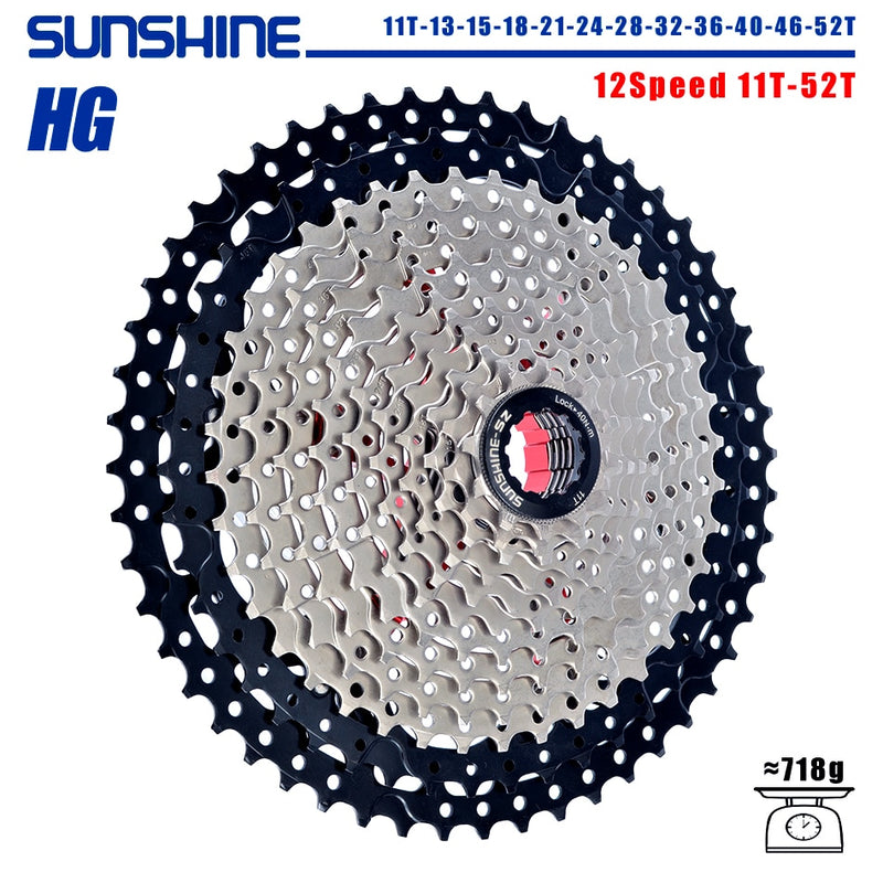 Cassette de bicicleta SUNSHINE, rueda libre de 8/9/10/11/12 velocidades, 32/36T/40T/42T/46T/50T/52T, rueda dentada de estructura HG para SHIMANO/SRAM