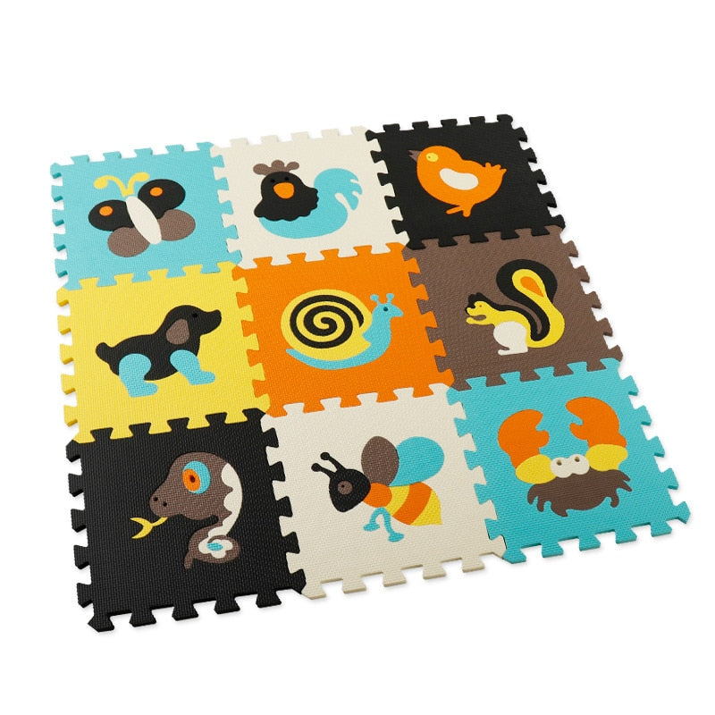 Cartoon Tiermuster Spielmatte Puzzle EVA-Schaum Bodenpolster für Kinder Baby Gym Krabbelmatten Kleinkind Teppich zufällige Farbe