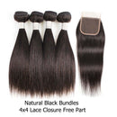 50g/pc 4 Bundles with Closure Transparent Lace Ombre Blonde Brown Free Part Straight Remy Human Hair Short Bob Style