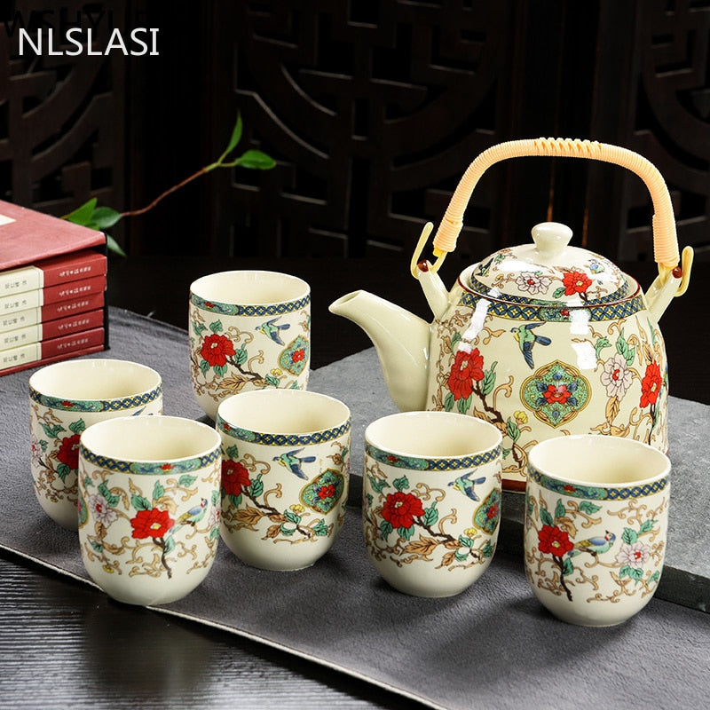 Hot Sale Yixing Ceramic Tea Set Tea Tray Outdoor Camping Mountaineering TeaSet Chinese Tea Ceremony NLSLASI tea pot and cup set