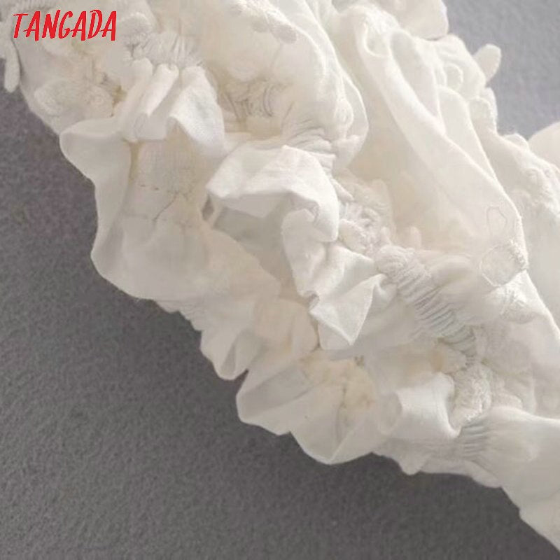 Stickerei-Baumwollkleid der Tangada-Art und Weisefrauen weißes Hülsendamensommer-Strandkleid der französischen Art vestidos 1T17
