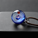 BOEYCJR Universe Glass Bead Planets Pendant Necklace Galaxy Rope Chain Solar System Design Necklace for Women