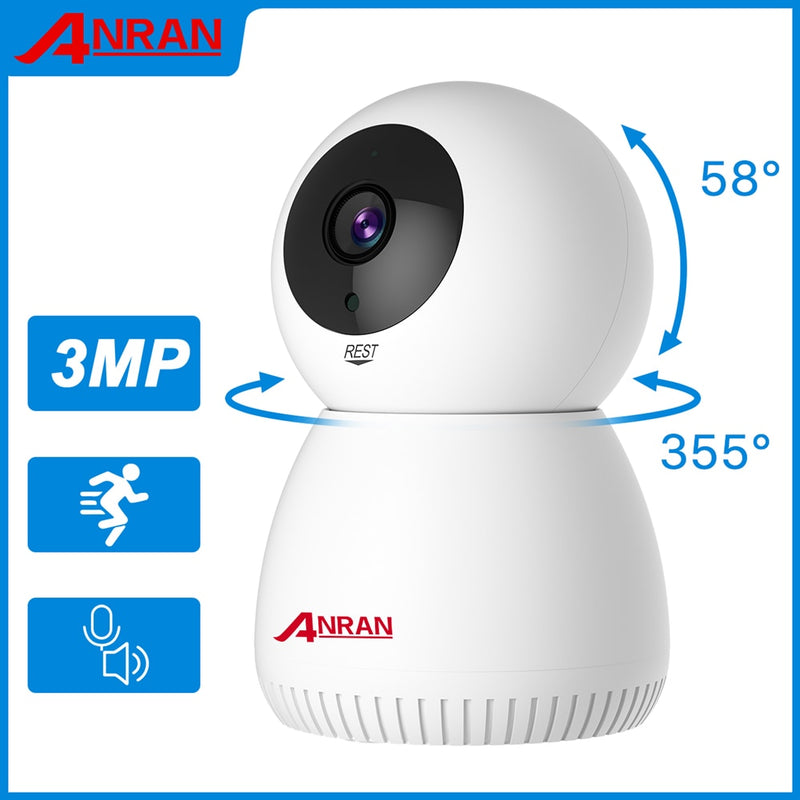 Cámara de vigilancia ANRAN, cámara IP de seguimiento automático de 3MP, cámara de seguridad para el hogar, cámara interior, WIFI, Monitor de bebé, aplicación de Audio y vídeo