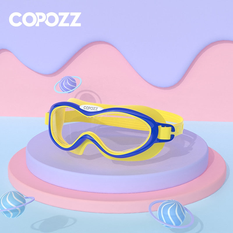 COPOZZ Kids Swim Goggles Anti Fog Waterproof Children Teenagers Big Frame Swimming Eyewear Boy Girl One-piece Swim Glasses