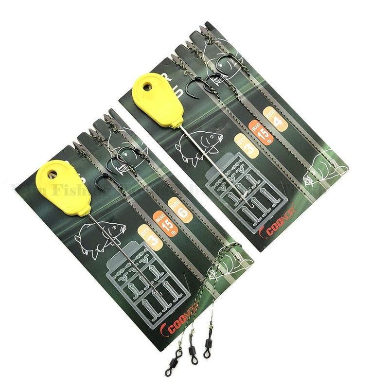 1pack Carp Fishing Hair Rigs Set Carp Terminal Tackle Kit Ready Made Rigs With Free Bait Needle Boilie Stoppers Spinner Swivel