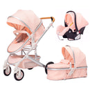 High Landscape Baby Stroller 3 in 1 With Car Seat Pink Stroller Luxury Travel Pram Car seat and Stroller Baby Carrier Pushchair