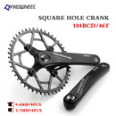 PROWHEEL Bicycle Square Hole Sprocket 104BCD 170/175mm Crank 30/32/34/36/38/40/42/44/46/48/50/52T Narrow Chainrings MTB Crankset
