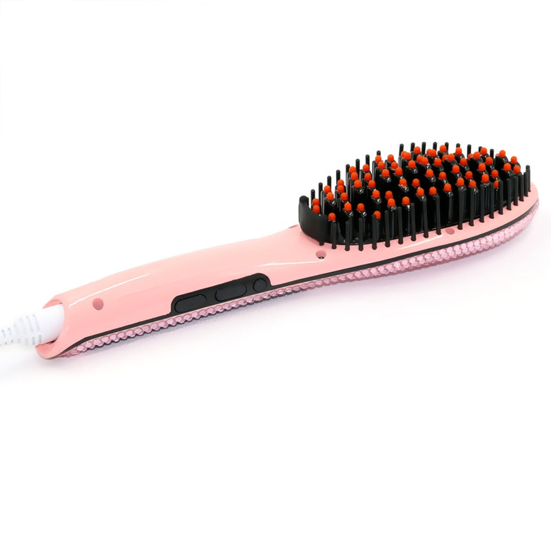 Electric Straightening Comb Rhinestone Detangling Straightener Brush Cepillo Alisador Pelo rectificador Cepillo para el pelo