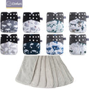 Elinfant New Matching waterproof baby pcoket diapers 8 pcs gray mesh cloth diapers and 8pcs microfiber inserts