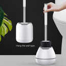 Cleanhome Wall Hanging TPR Toilet Brush with a Tweezer and Holder Set Silicone Bristles for Floor Bathroom Cleaning