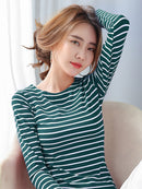 Fast Ship Basic Striped T-shirt Women Big Size S-5XL Multi Colors Casual Cotton Stretchy Long Sleeve Tops Tees Spring Autumn