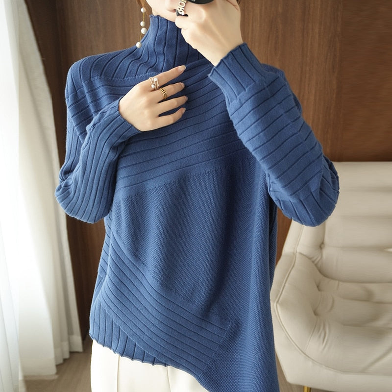 2022 Autumn Winter Women Sweater Turtleneck Cashmere Sweater Women Knitted Pullover Fashion Keep Warm  Loose Tops