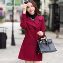 FTLZZ Women Wool Blend Warm Long Coat Size Female Slim Fit Lapel Woolen Overcoat Autumn Winter  Cashmere Outerwear
