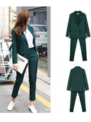 Work Pant Suits OL 2 Piece Set For Women Business Interview Suit Set Uniform Slim Blazer And Pencil Pant Office Lady Suit