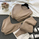 mozuleva  Women 2022 Autumn Winter Knitted  Vest Zipper Cardigans Pants 3pcs Sets Tracksuits Outfits