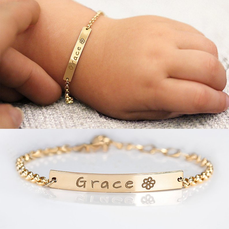 Custom Bracelet Baby Name Stainless Steel Adjustable Baby Toddler Child ID Bracelet-Personalized For Girl Boy Birthday Gift