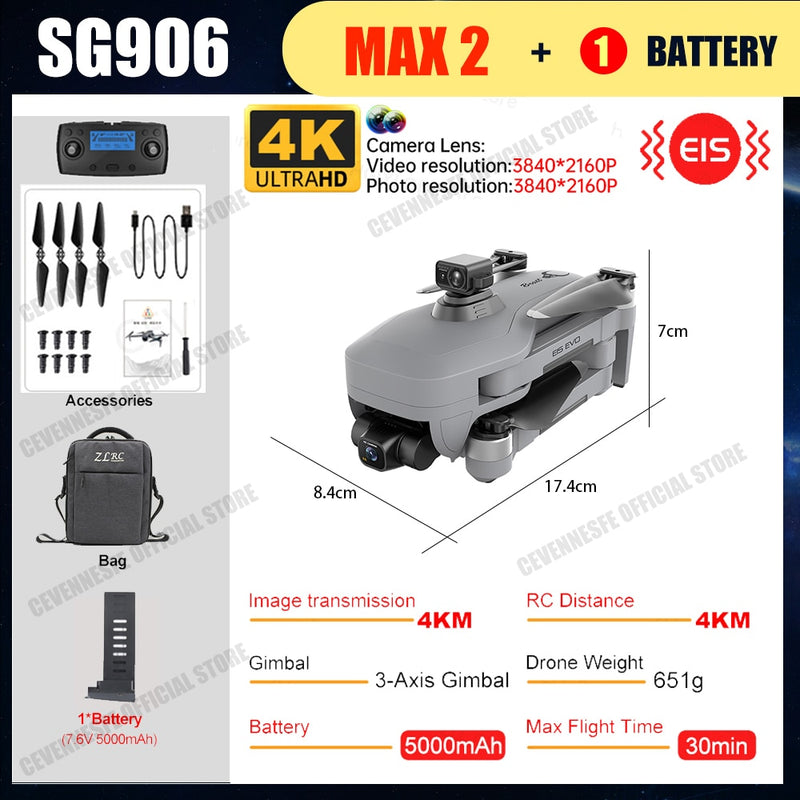 Nuevo SG906 MAX2/SG906 Max Drone 4K cámara HD profesional láser evitación de obstáculos 3 ejes cardán 5G WiFi Dron FPV RC Quadcopter