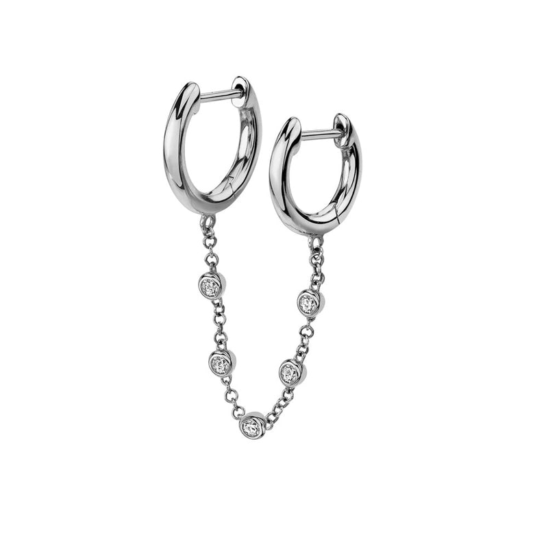 ANDYWEN 925 Sterling Silver Solid Safe Chain Double Huggies Crystal CZ Zircon Hoops Mini Plain Piercing 2 Clips Earring Jewelry