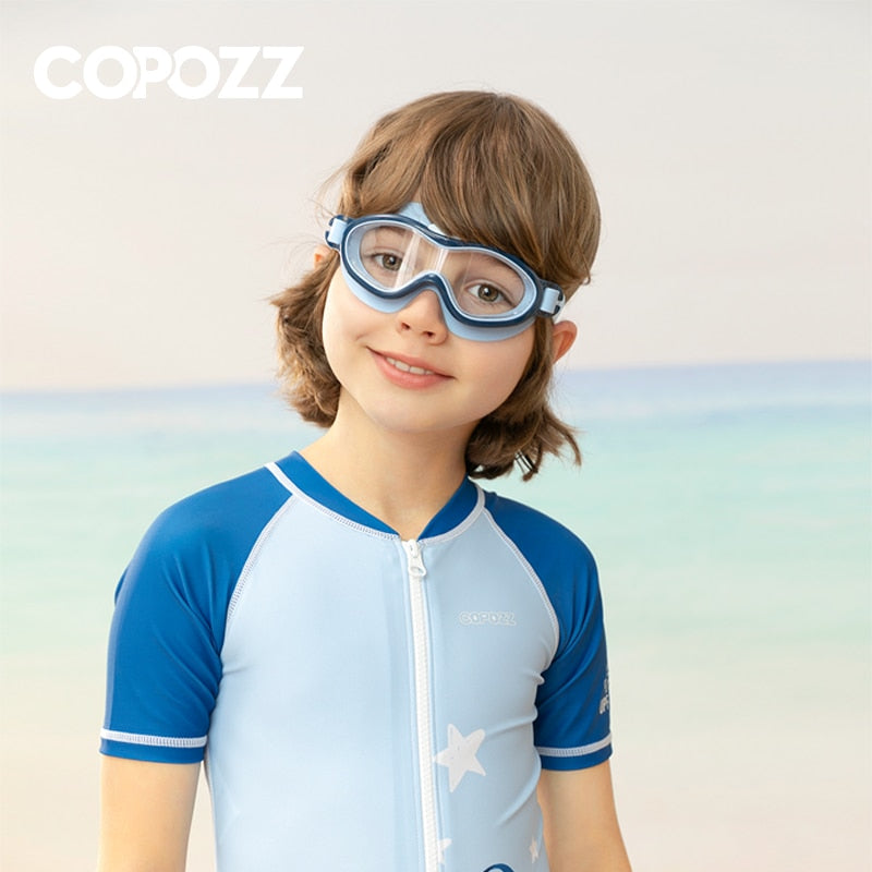 COPOZZ, gafas de natación para niños, antiniebla, impermeables, para niños y adolescentes, marco grande, gafas de natación para niño y niña, gafas de natación de una pieza