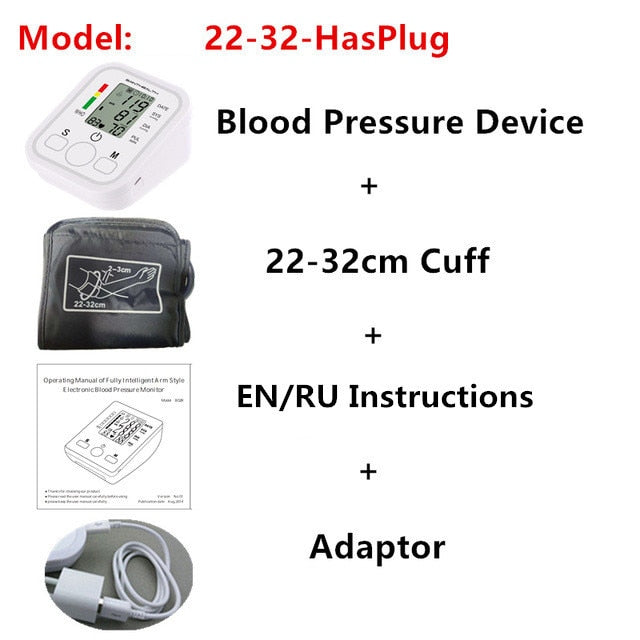 Automatic Digital  Lcd  Upper Arm Blood Pressure Monitor Heart Beat Rate Pulse Meter Tonometer Sphygmomanometers pulsometer