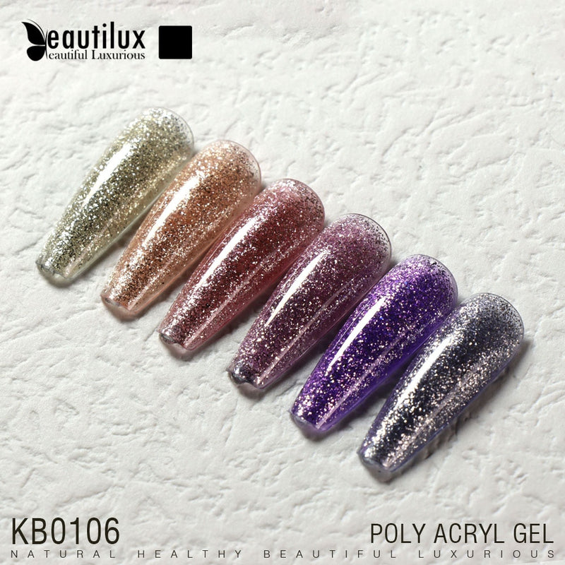 Beautilux Poly Acryl Gel Kit 15gx6pcs extensión rápida mejora de uñas semipermanente uñas francesas arte DIY juego de manicura de construcción
