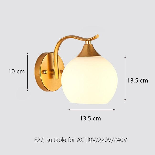 Lámpara de pared Led decorativa, lámpara de lectura nocturna de hierro junto a la lámpara, escaleras para el hogar, candelabro Vintage para Loft, luces de pared, bola de cristal, oro, negro, E27