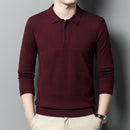 6% Wolle 2022 Hochwertige Designer Neue Modemarke Einfarbig Beiläufiges Japanisches Poloshirt Männer Langarmshirts Herrenbekleidung