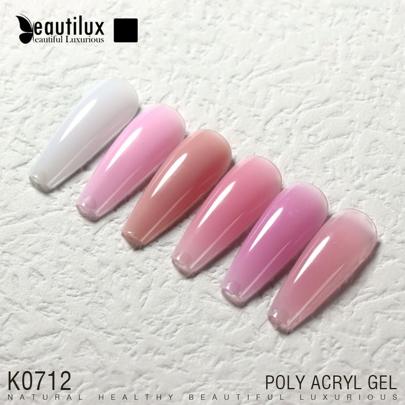 Beautilux Poly Acryl Gel Kit 15gx6pcs Quick Extension Nail Enhancement Semi Permanent French Nails Art DIY Building Manicure Set