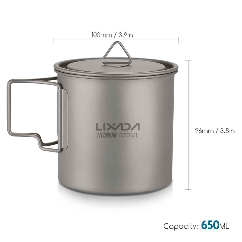 Lixada Titanium Cup Spork Camping Mug Picnic Utensils Heating Tableware Lightweight Outdoor Cooking Equipment Hiking Cookware