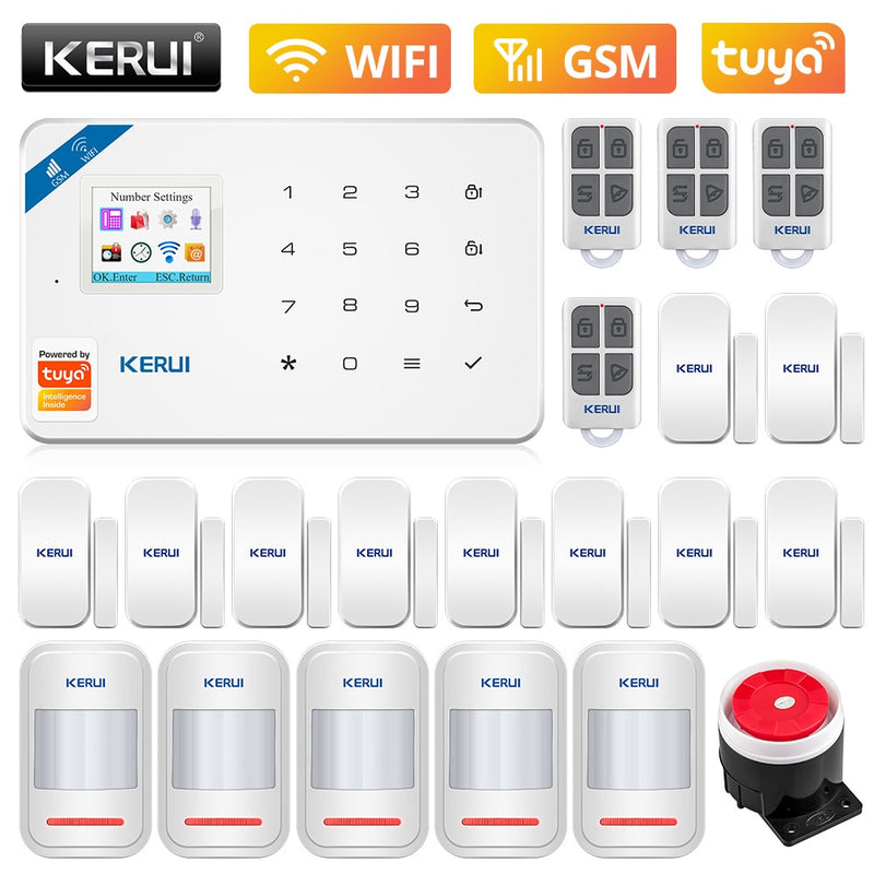 KERUI W181 WIFI GSM Home Security Tuya Smart Alarm System APP-Steuerung Drahtloser Türsensor PIR-Bewegungsmelder Einbruchalarm-Kit