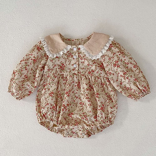 New Autumn Korean Style Baby Girls Cotton Princess Romper Long Sleeve Baby Girls Jumpsuits Newborn Girls Crawling Clothes