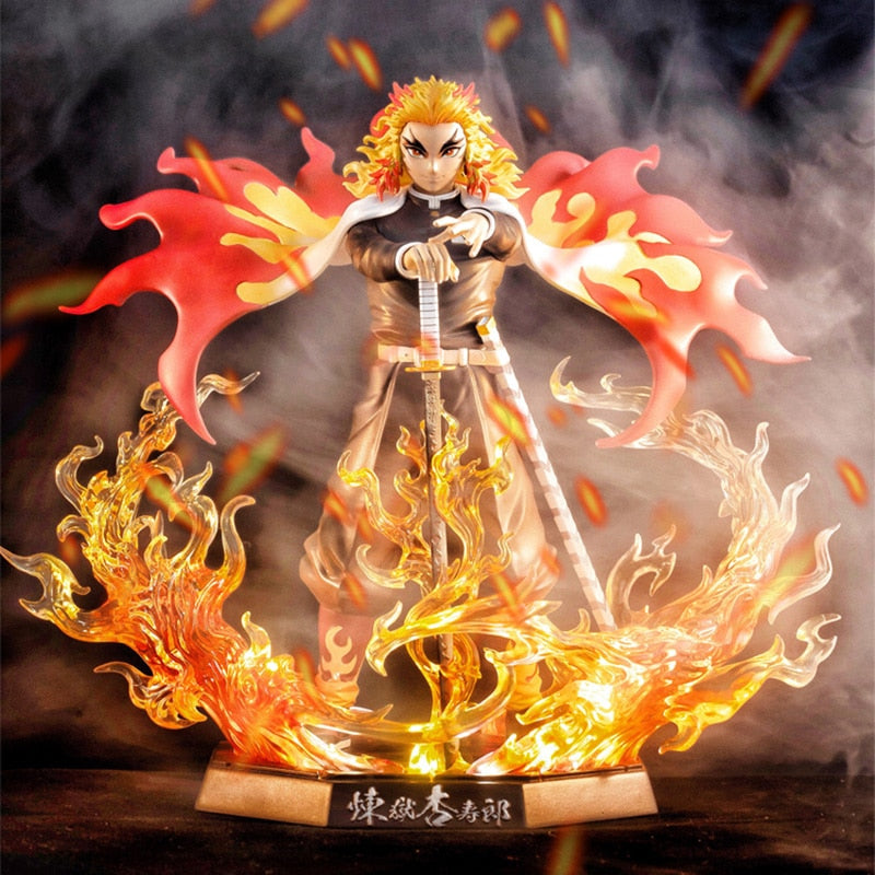 25 cm Demon Slayer Rengoku Kyoujurou PVC Figuras de acción Juguetes GK Anime Kimetsu No Yaiba PVC Figura de juguete