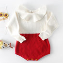 Cute Autumn Winter Infant Baby Girls Bowknot Rompers Clothing Kids Girl Long Sleeve Knit Rompers Clothes